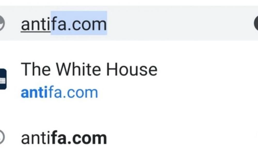 Το antifa.com οδηγεί πλέον στο whitehouse.gov